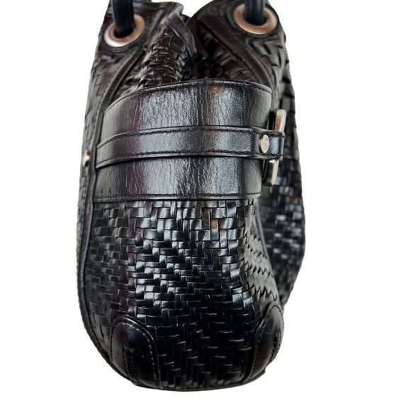 COLE HAAN Village Weave Leather Handbag Hobo or Circular in Black - Picture 10 of 16